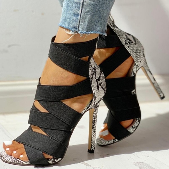 Shoes - NEW - Snakeskin Bandage Heels